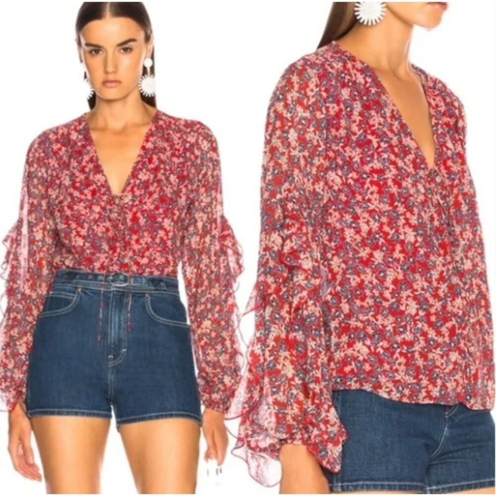 Nicholas Blossom Ruffle Blouse in Floral Print size 2